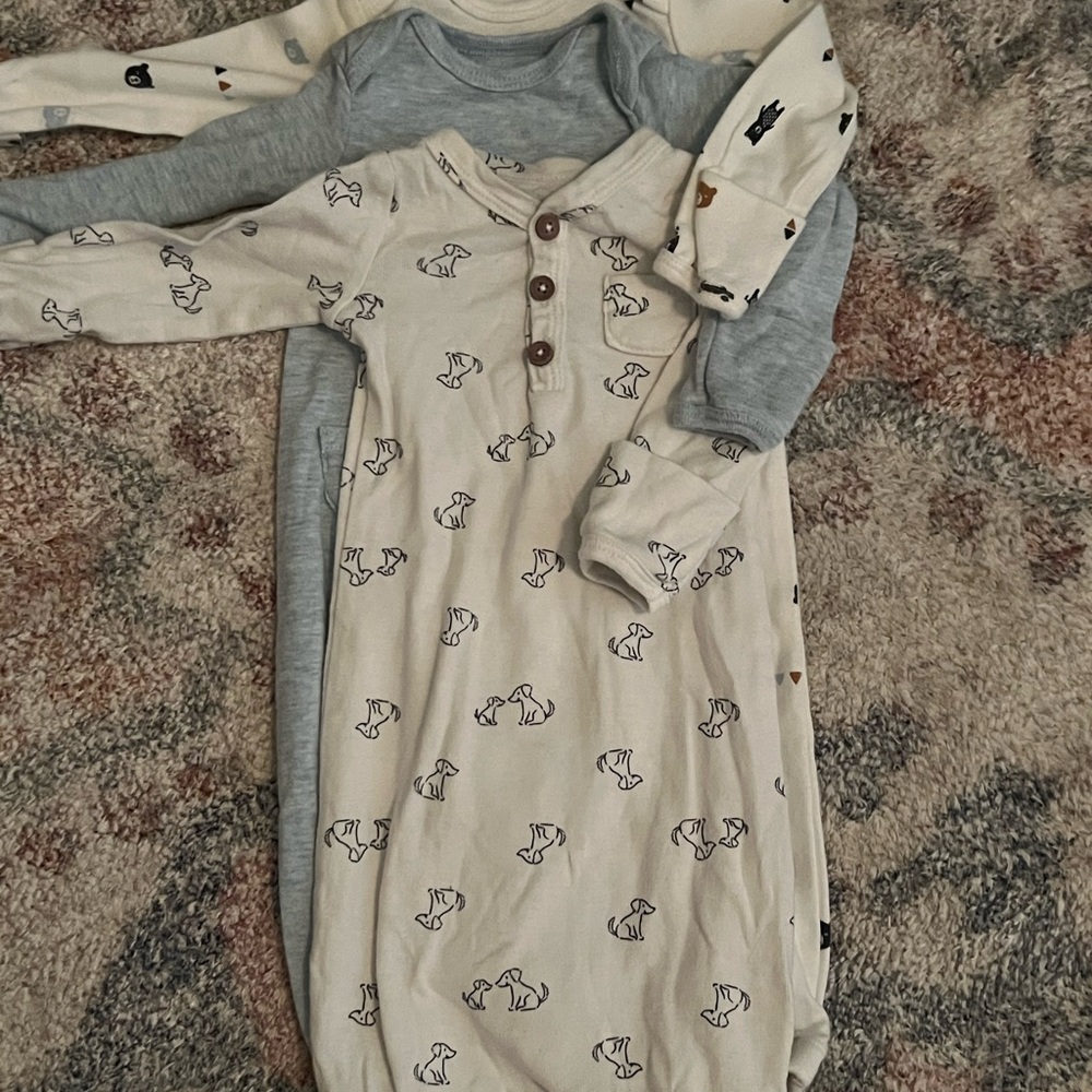 Carter's Cream and Gray Sleep Sacks with Bear Print